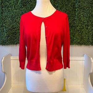Red 3/4 sleeved cardigan